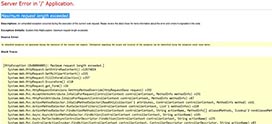 مشاهده خطای Maximum request length exceeded
