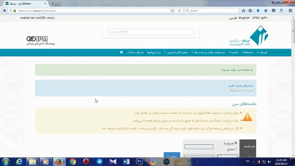 تنظیم DNS از طریق سایت ایرنیک