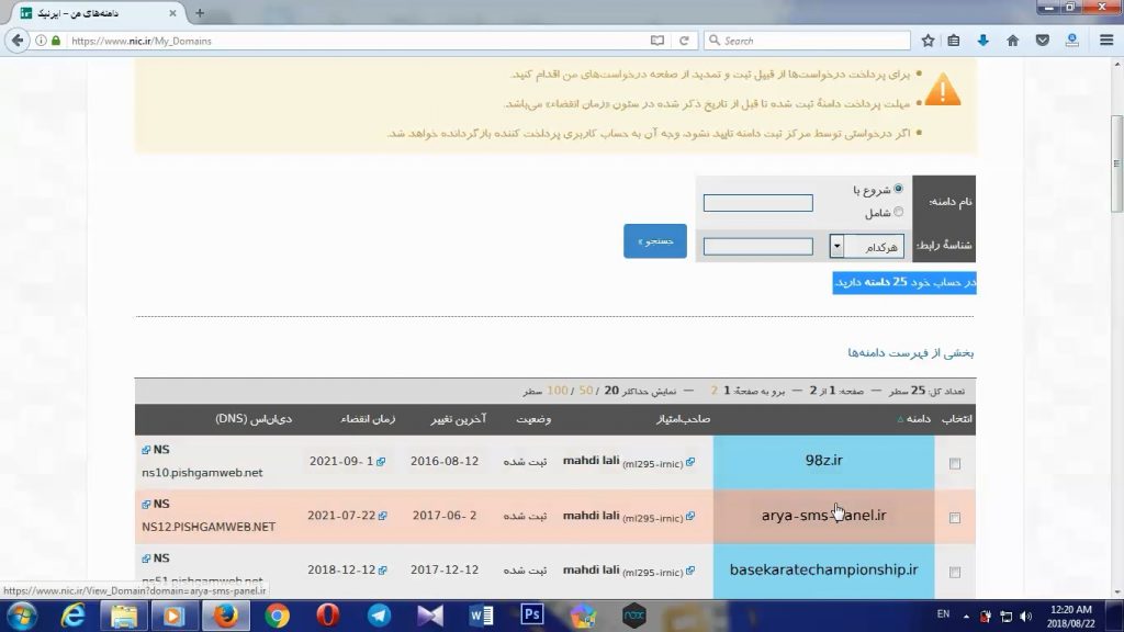 DNS از طریق سایت ایرنیک