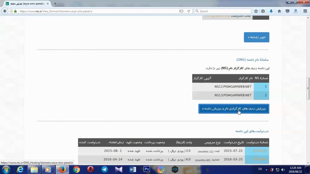 تنظیم DNS از طریق سایت ایرنیک